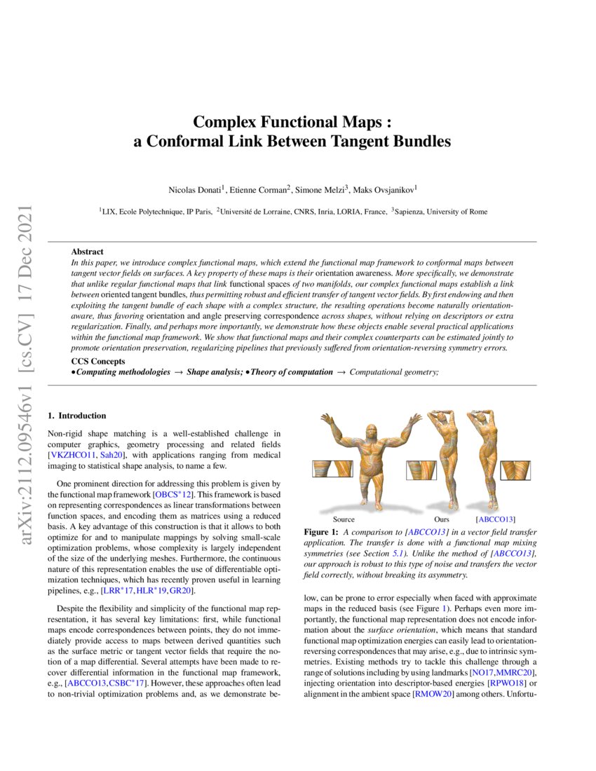 Complex Functional Maps : a Conformal Link Between Tangent Bundles | DeepAI