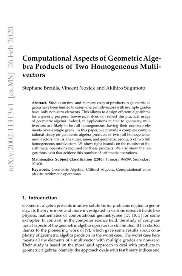 Computational Aspects of Geometric Algebra Products of Two Homogeneous ...