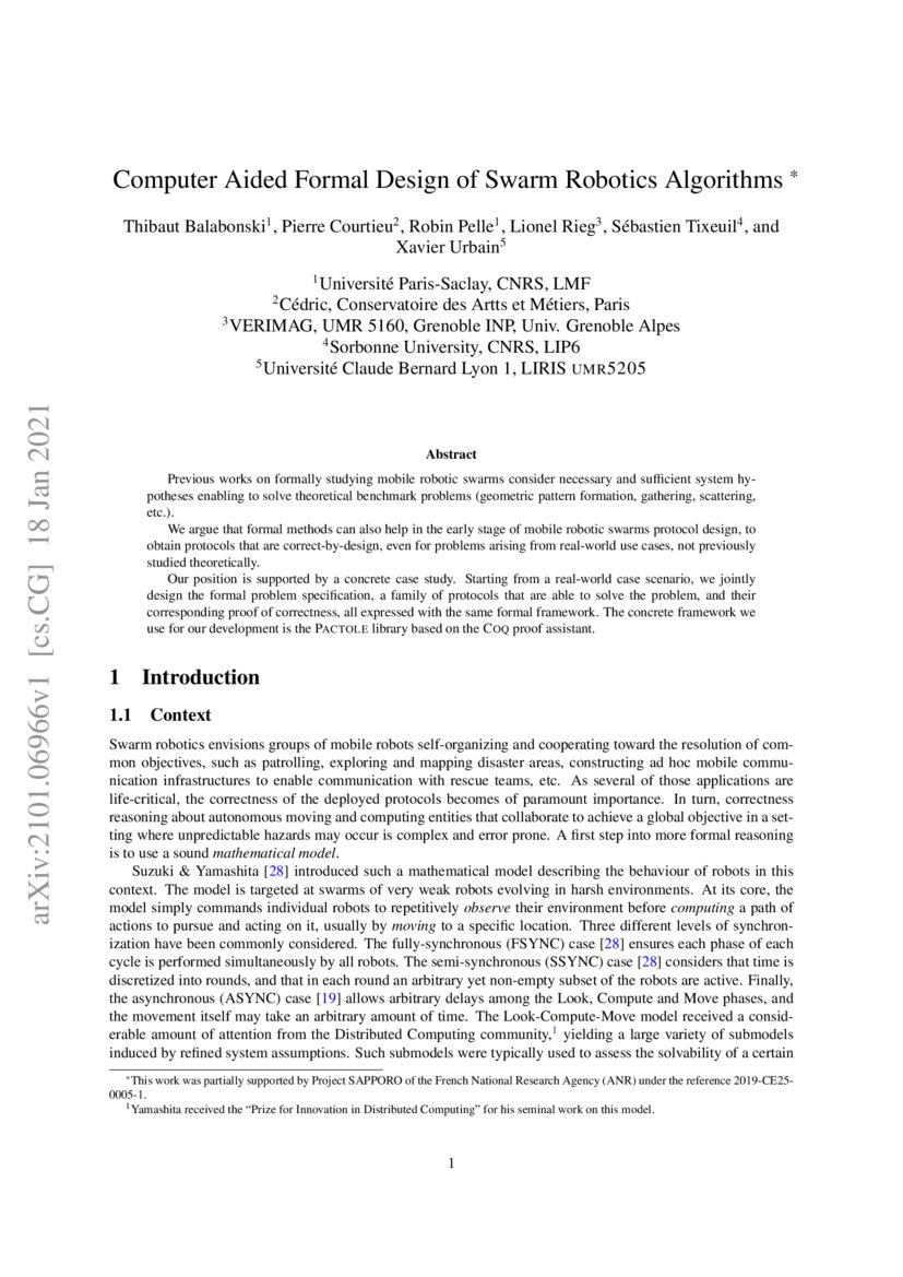 Computer Aided Formal Design of Swarm Robotics Algorithms | DeepAI