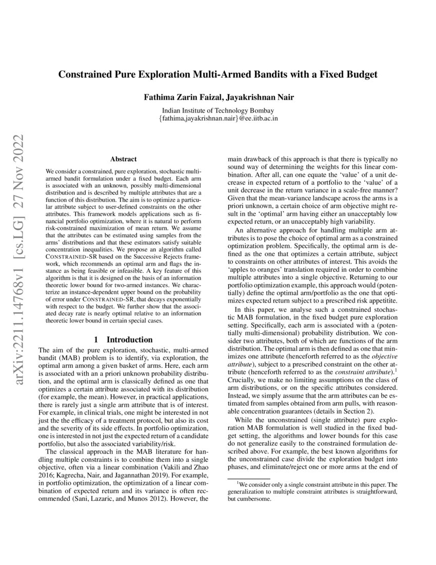 Constrained Pure Exploration MultiArmed Bandits with a Fixed Budget