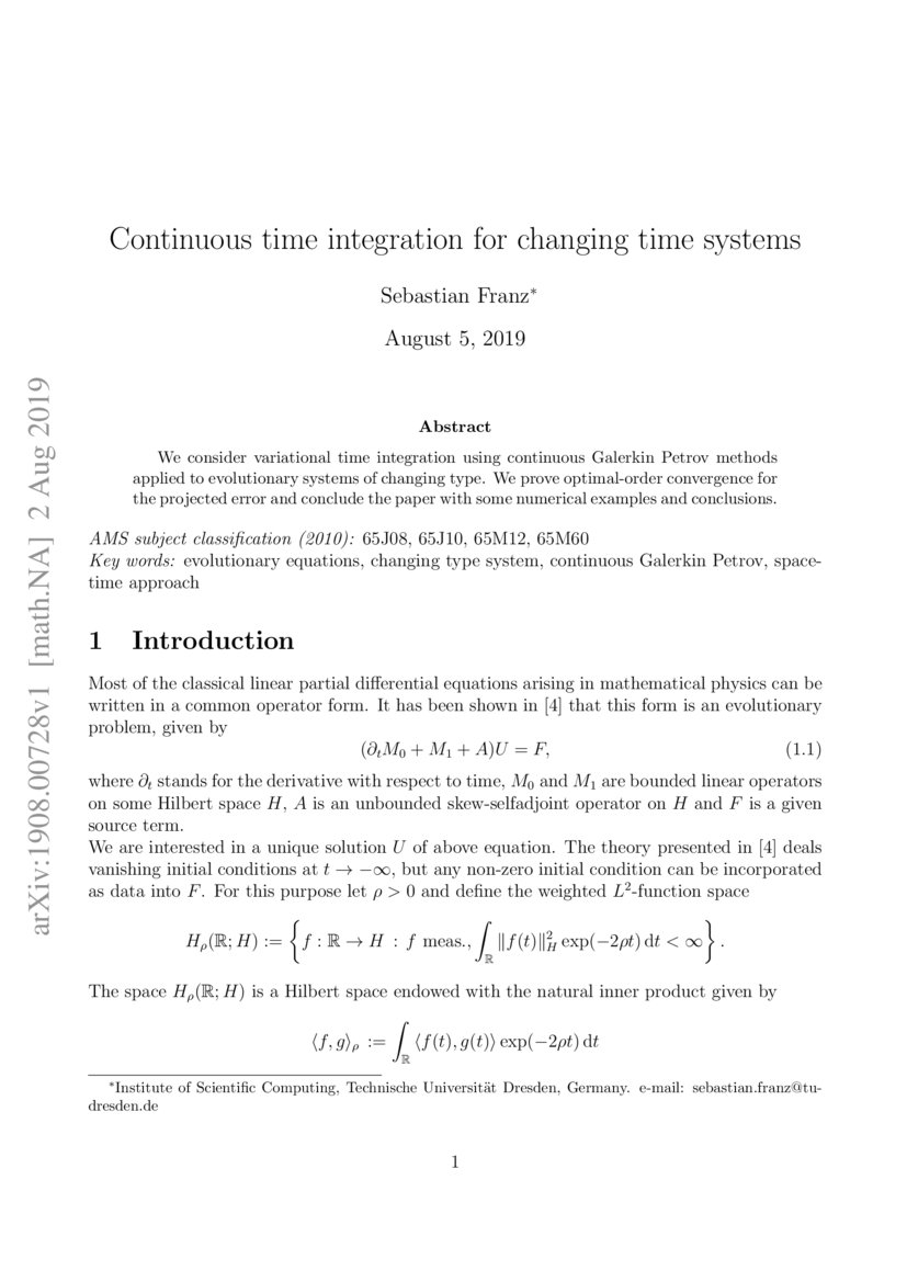 Continuous time integration for changing time systems DeepAI