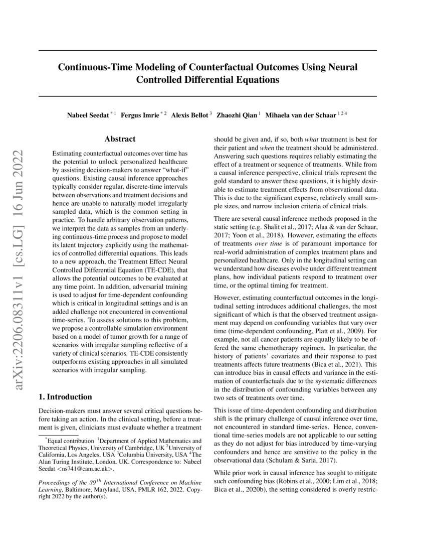 ContinuousTime Modeling of Counterfactual Using Neural