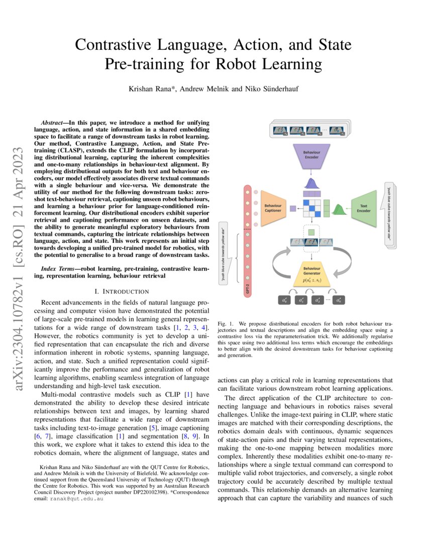 Contrastive Language, Action, and State Pre-training for Robot Learning ...