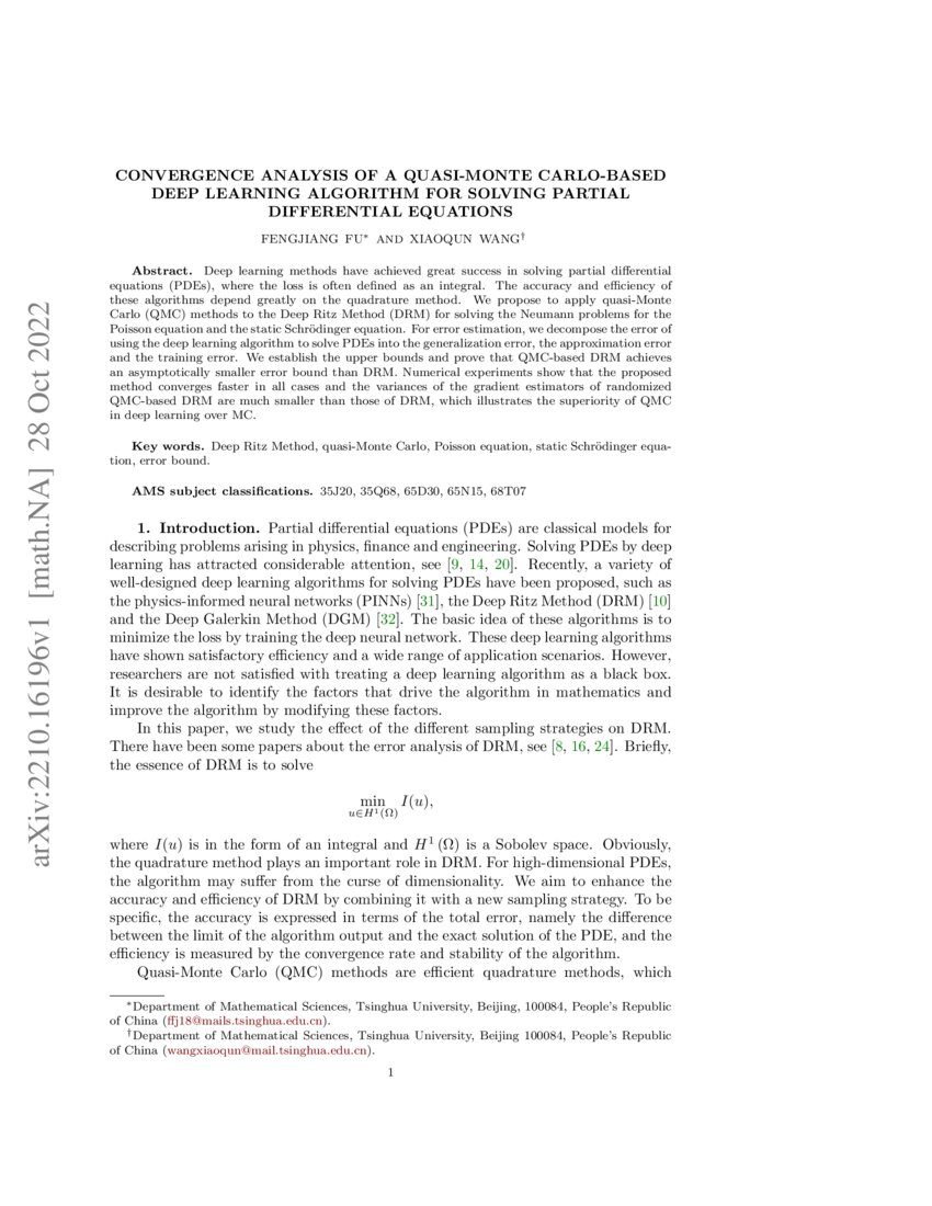 Convergence analysis of a quasi monte carlo based deep learning