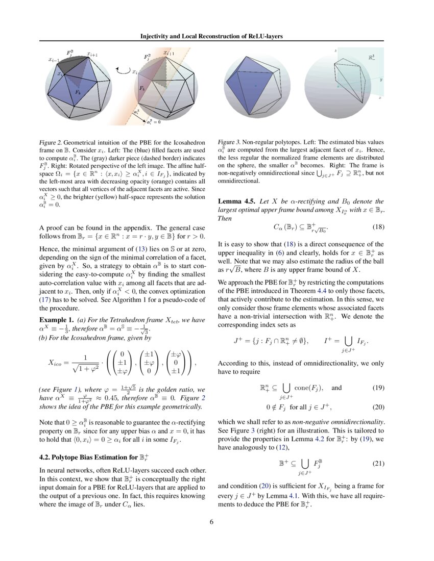 Convex Geometry of ReLUlayers, Injectivity on the Ball and Local