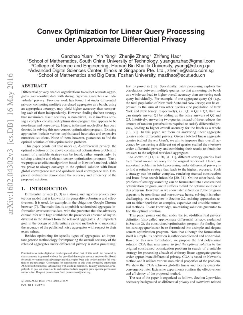 Convex Optimization for Linear Query Processing under Approximate