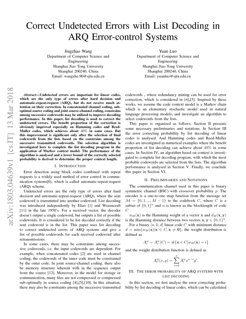 Error List Systems Correct Undetected Errors with List Decoding in ARQ Error-control ...