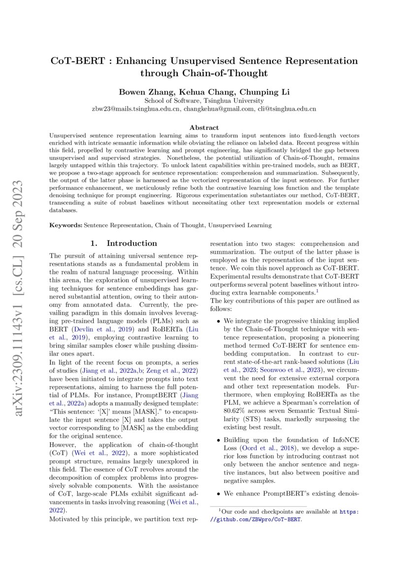 CoTBERT Enhancing Unsupervised Sentence Representation through Chain