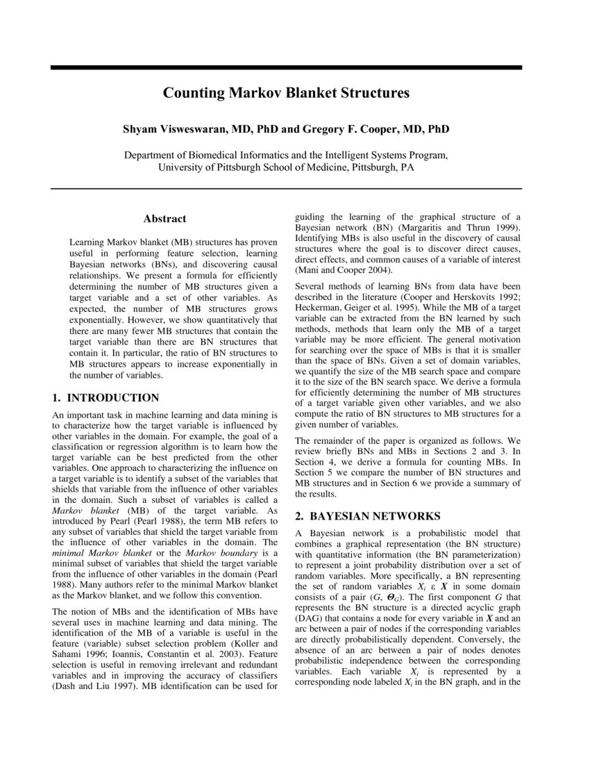 Counting Markov Blanket Structures DeepAI