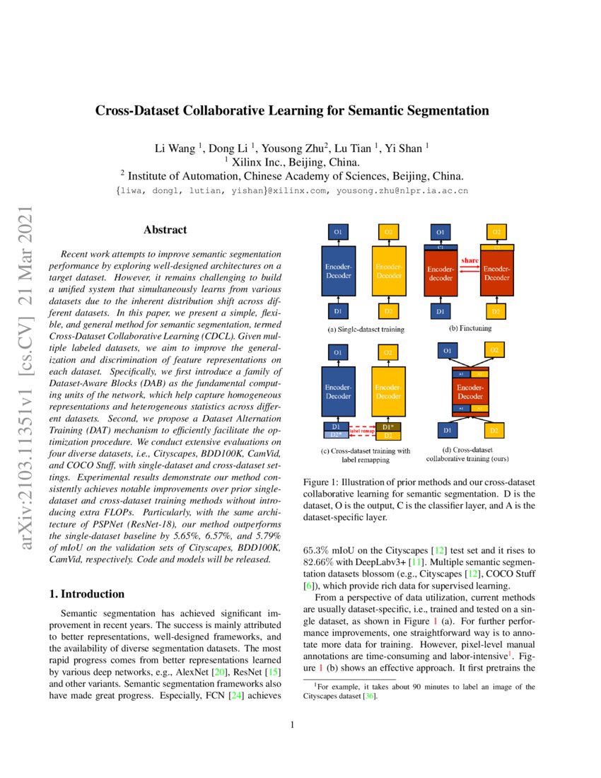 Cross-Dataset Collaborative Learning for Semantic Segmentation | DeepAI
