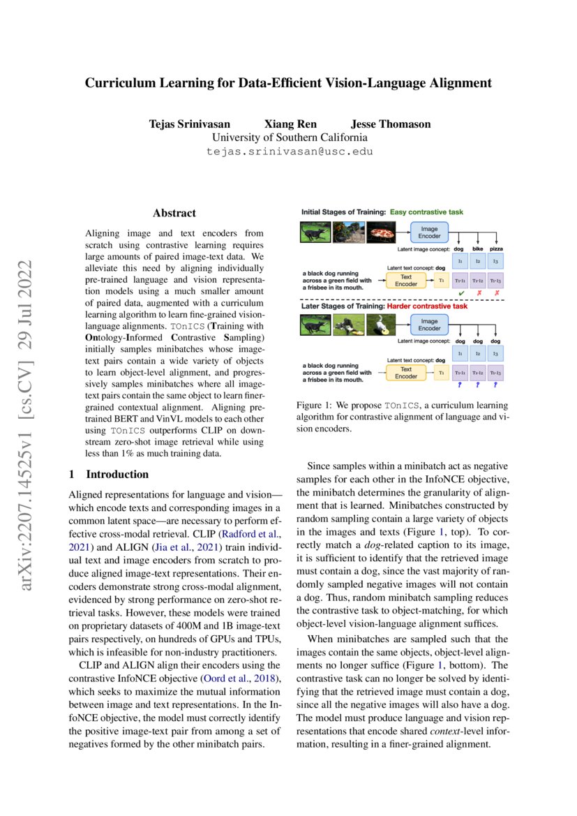 Curriculum Learning For Data Efficient Vision Language Alignment Deepai Curriculum Learning For Data Efficient Vision Language Alignment Deepai