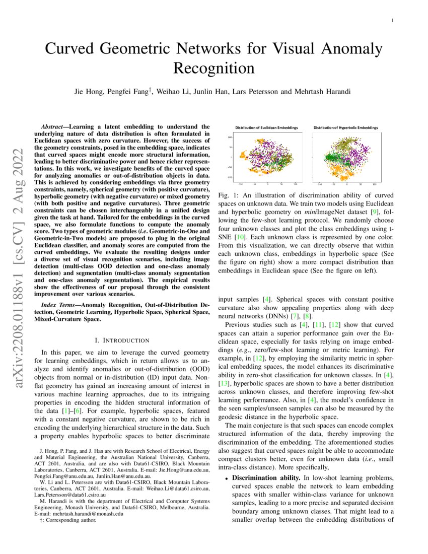 Curved Geometric Networks for Visual Anomaly Recognition DeepAI