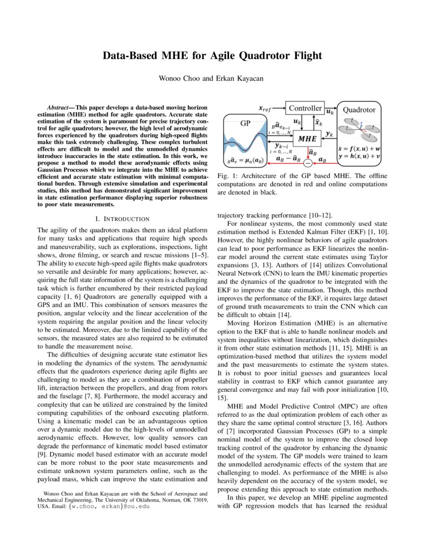 DataBased MHE for Agile Quadrotor Flight DeepAI