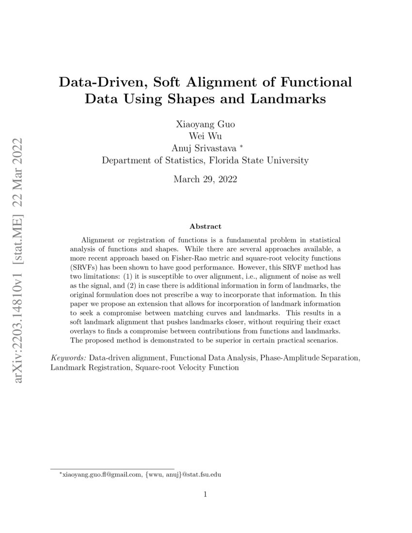 Data-Driven, Soft Alignment of Functional Data Using Shapes and ...