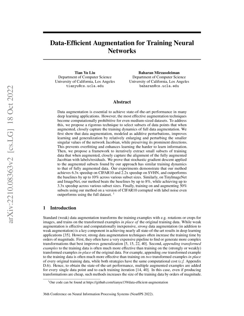 Data-Efficient Augmentation For Training Neural Networks – PRKTK