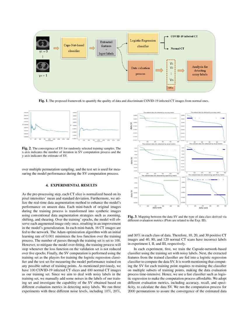 Data Shapley Value for Handling Noisy Labels An application in Screening COVID19 Pneumonia