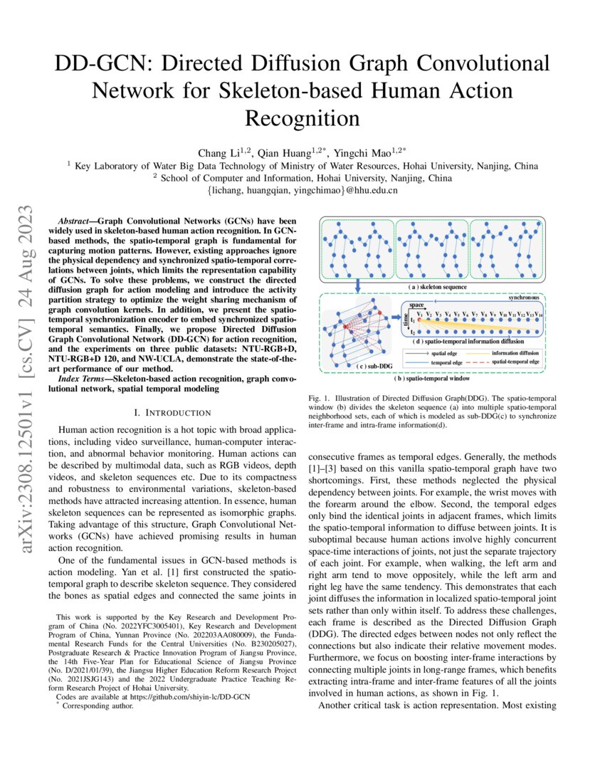 DD-GCN: Directed Diffusion Graph Convolutional Network for Skeleton ...