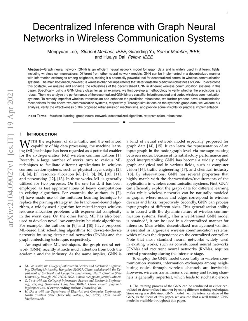 Decentralized Inference with Graph Neural Networks in Wireless ...