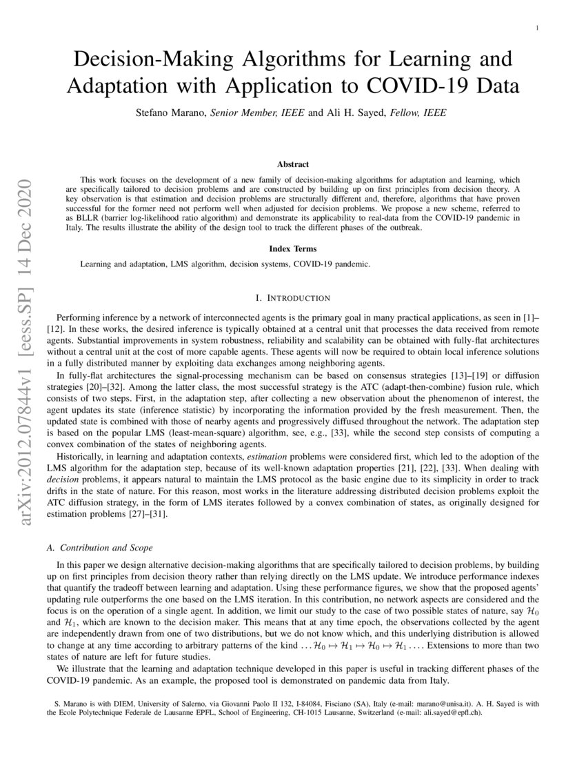 Decision-Making Algorithms for Learning and Adaptation with Application ...