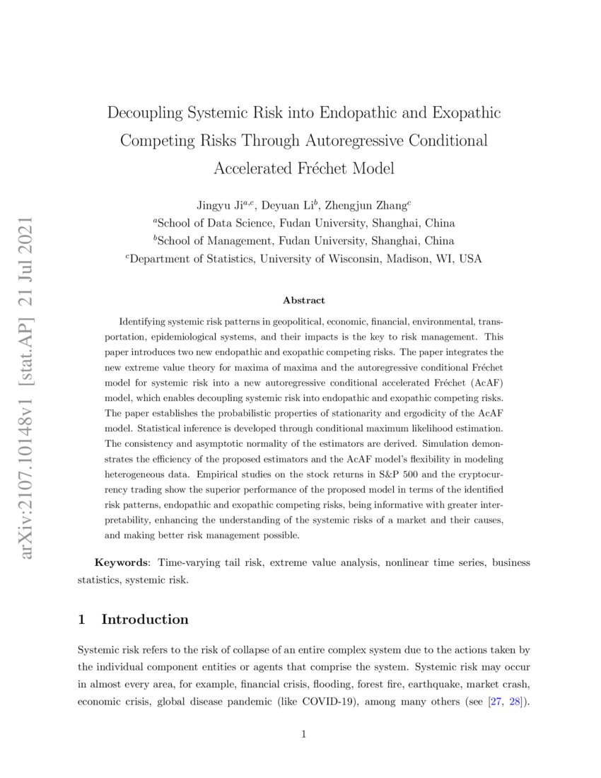 Modeling and Decoupling Systemic Risk | DeepAI