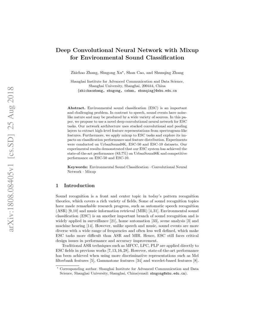 Deep Convolutional Neural Network with Mixup for Environmental Sound ...