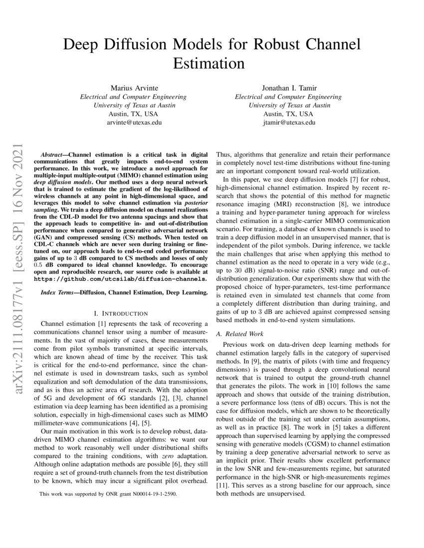 Deep Diffusion Models For Robust Channel Estimation Deepai Deep Diffusion Models For Robust Channel Estimation Deepai