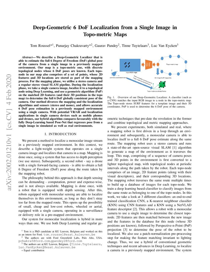 Deep-Geometric 6 DoF Localization from a Single Image in Topo-metric ...