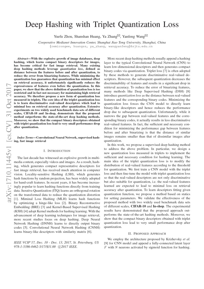Deep Hashing with Triplet Quantization Loss DeepAI