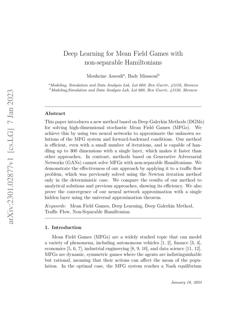 Deep Learning for Mean Field Games with nonseparable Hamiltonians DeepAI