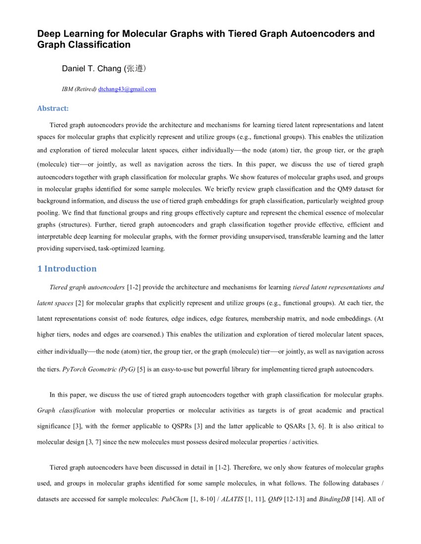 Deep Learning for Molecular Graphs with Tiered Graph Autoencoders and ...