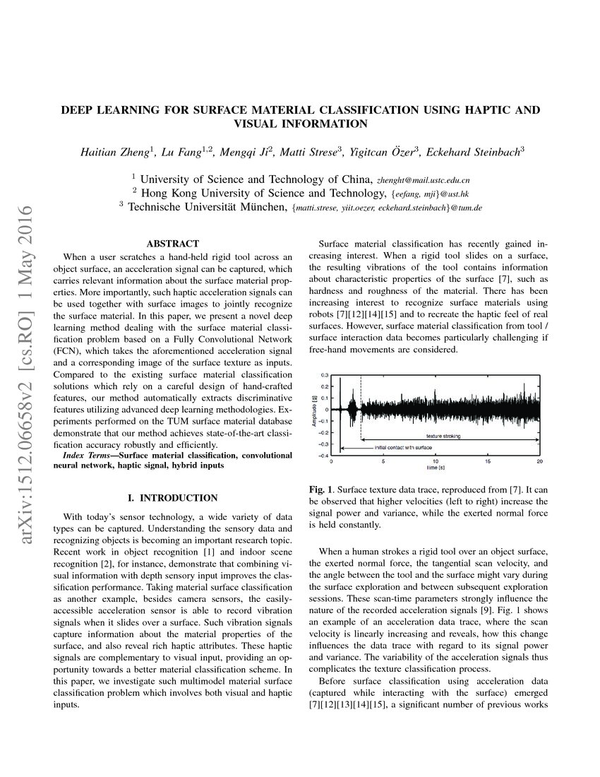 Deep Learning for Surface Material Classification Using Haptic And ...