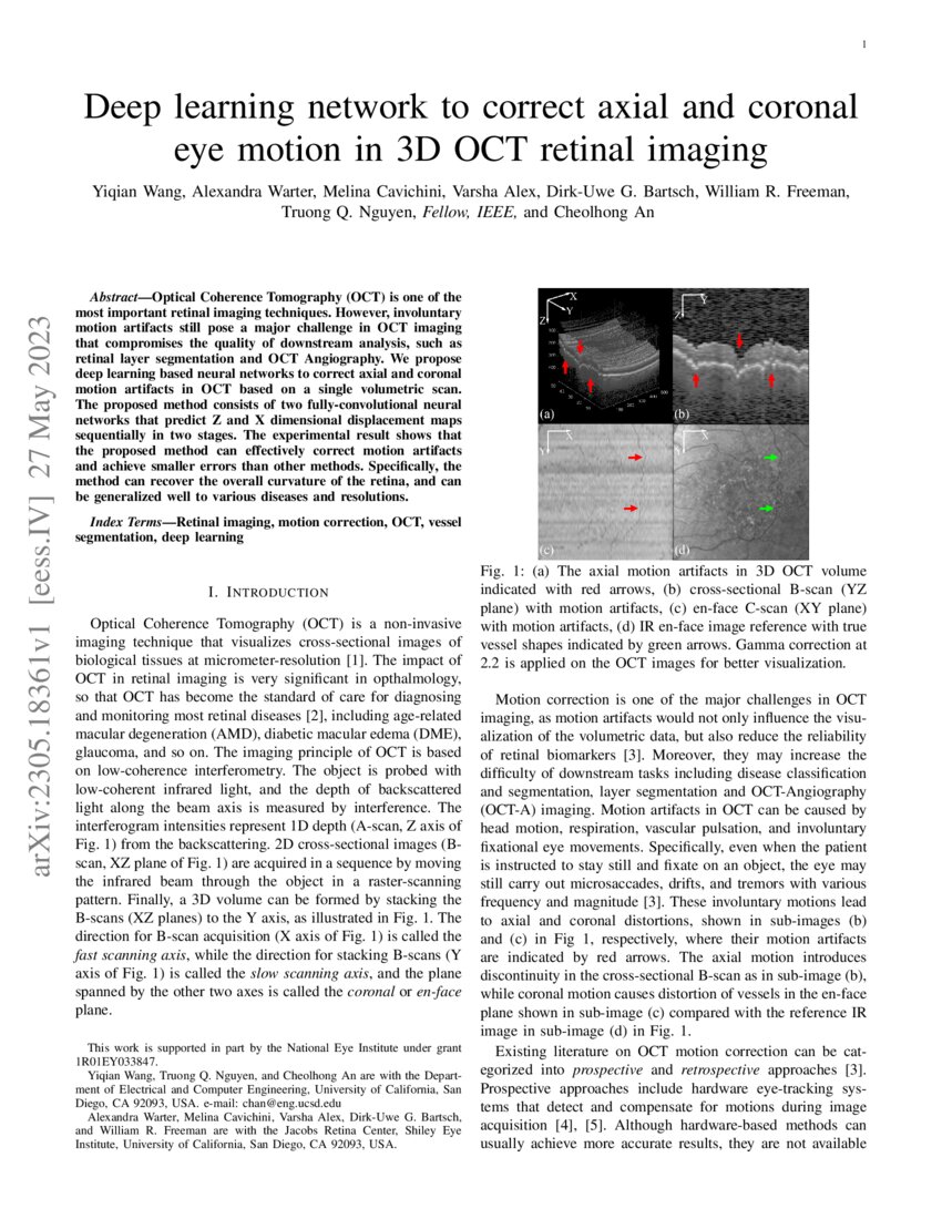 Deep learning network to correct axial and coronal eye motion in 3D OCT ...