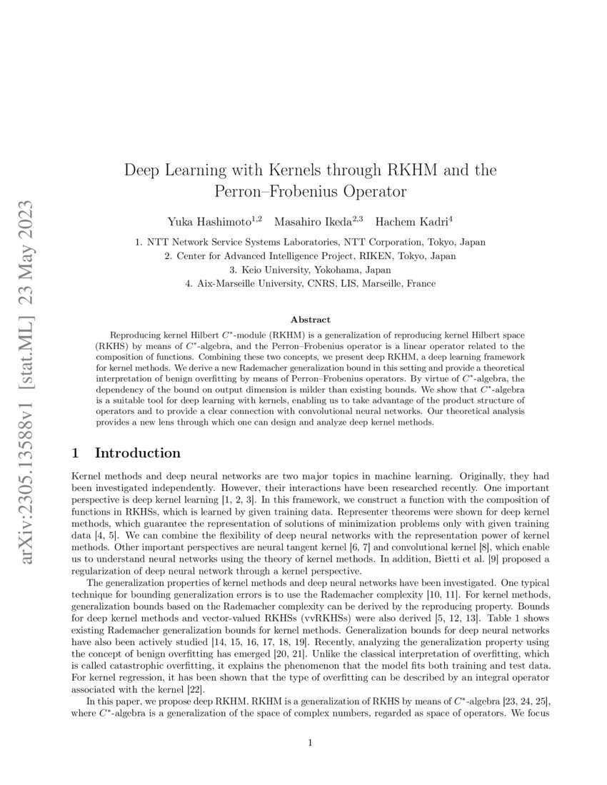 Deep Learning With Kernels Through RKHM And The Perron Frobenius Deep learning with kernels through rkhm and the perron frobenius