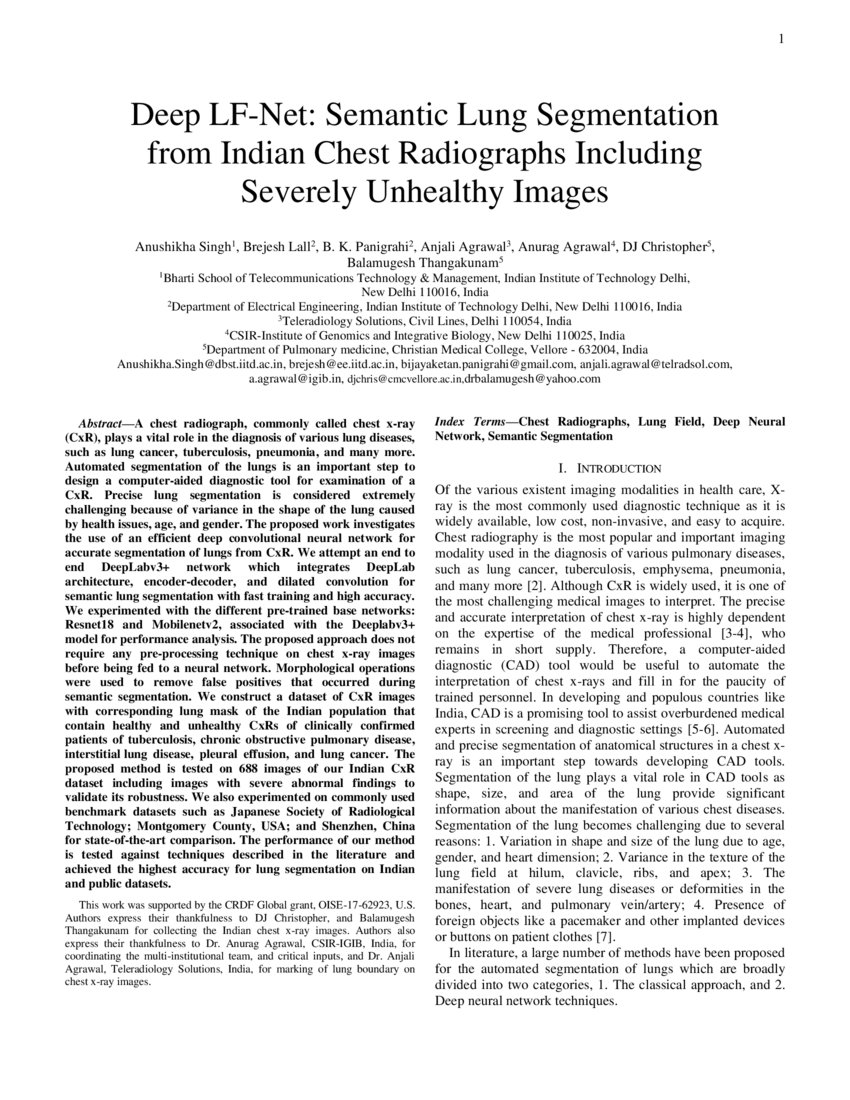 Deep LF-Net: Semantic Lung Segmentation from Indian Chest Radiographs ...