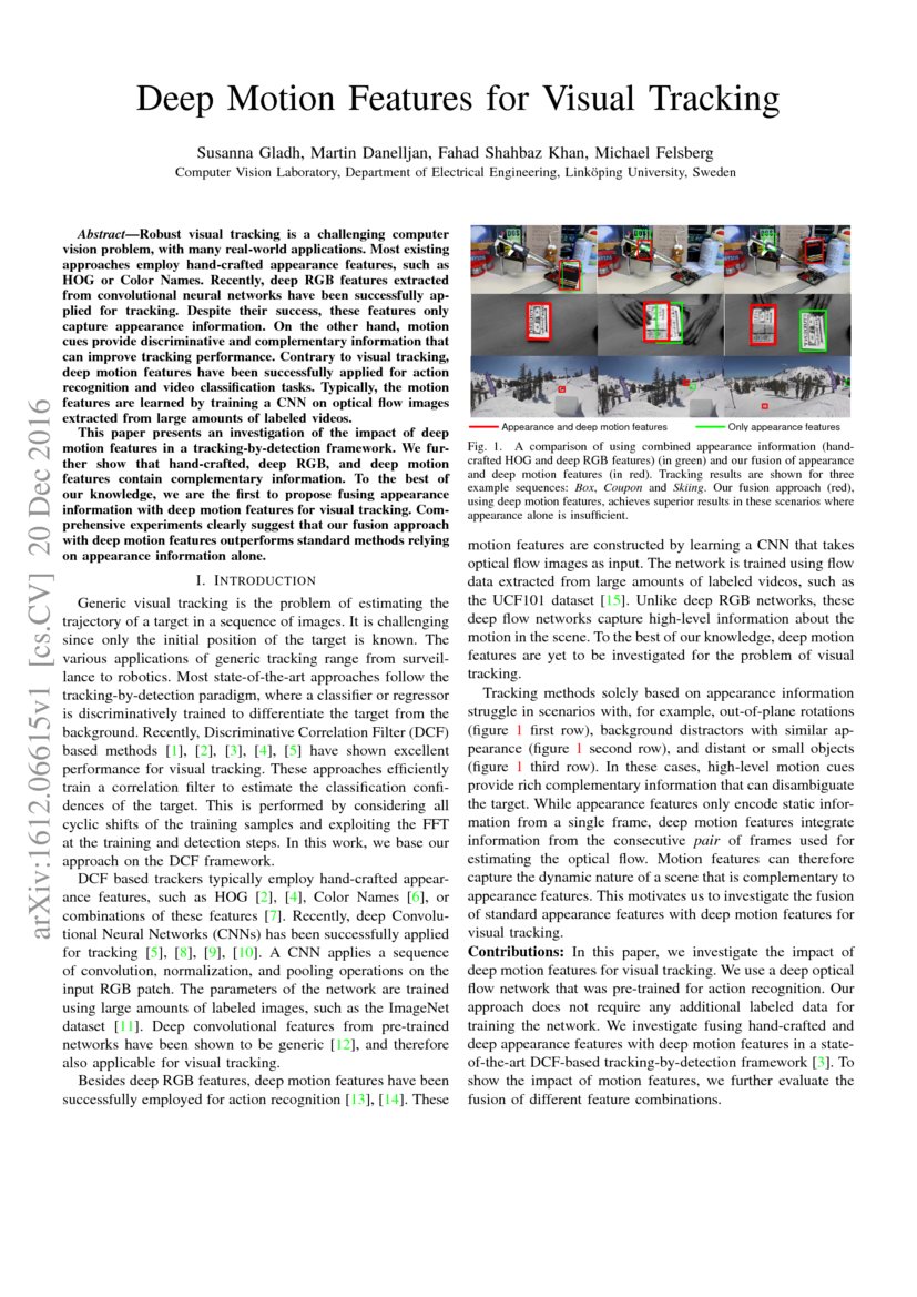 Deep Motion Features for Visual Tracking | DeepAI