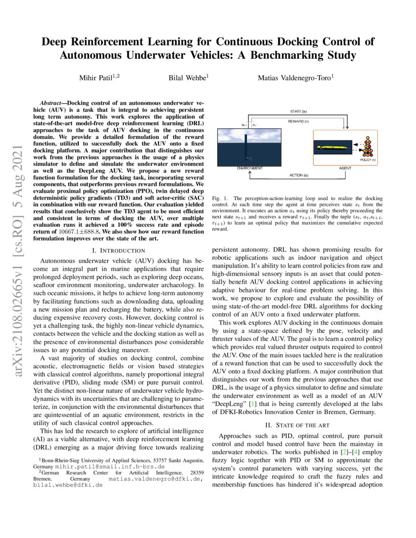Deep Reinforcement Learning for Continuous Docking Control of ...
