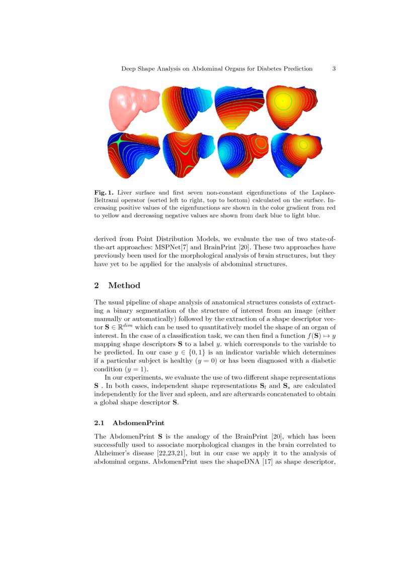 Deep Shape Analysis on Abdominal Organs for Diabetes Prediction | DeepAI