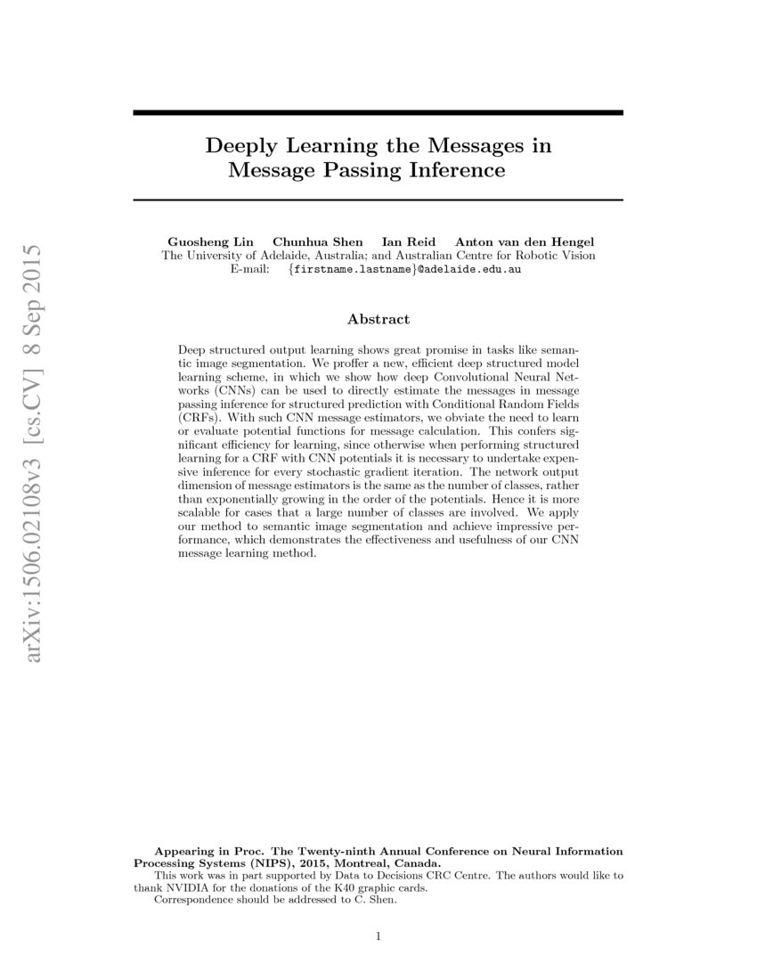 Deeply Learning the Messages in Message Passing Inference DeepAI