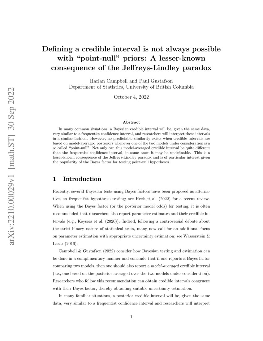 Defining a credible interval is not always possible with "pointnull
