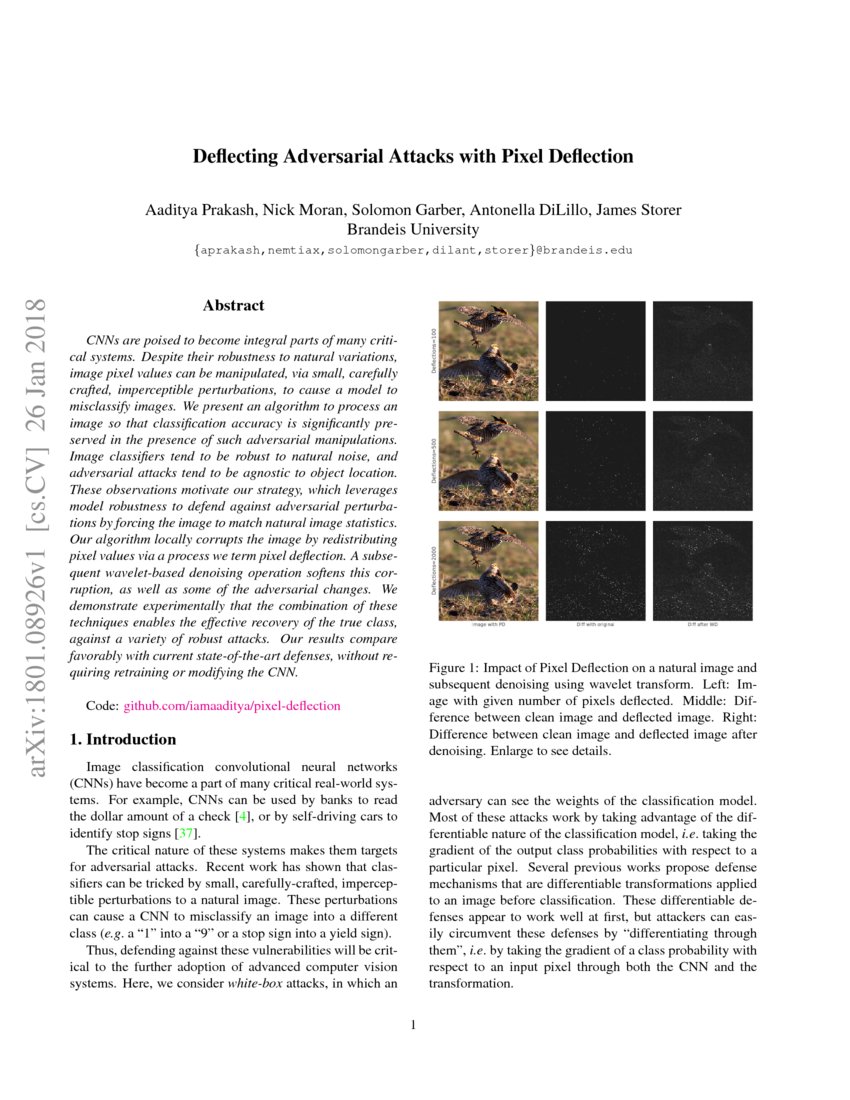 Deflecting Adversarial Attacks With Pixel Deflection Deepai