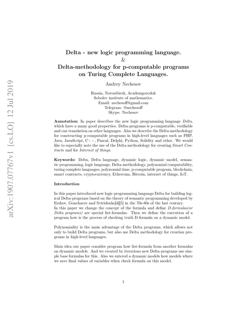 Delta -- new logic programming language and Delta-methodology for p ...