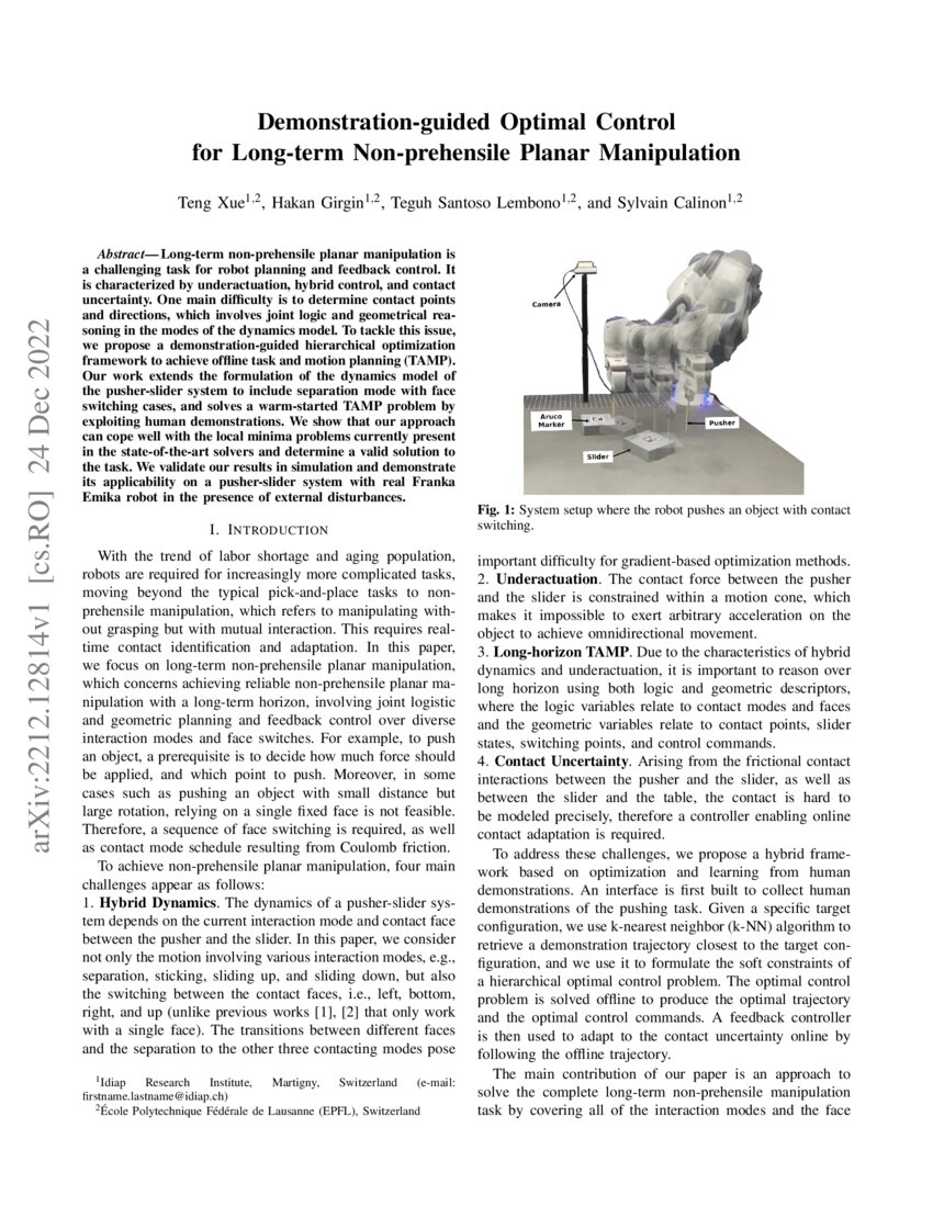 Demonstrationguided Optimal Control for Longterm Nonprehensile
