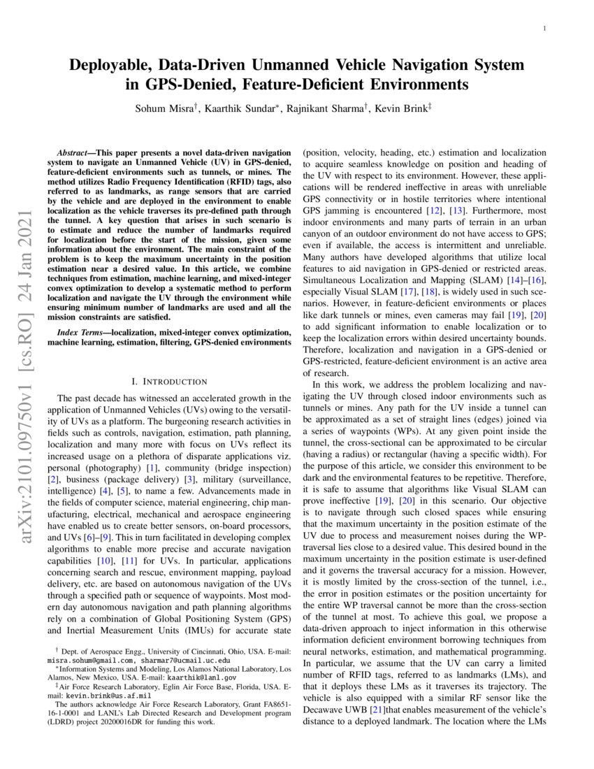 Deployable, DataDriven Unmanned Vehicle Navigation System in GPS
