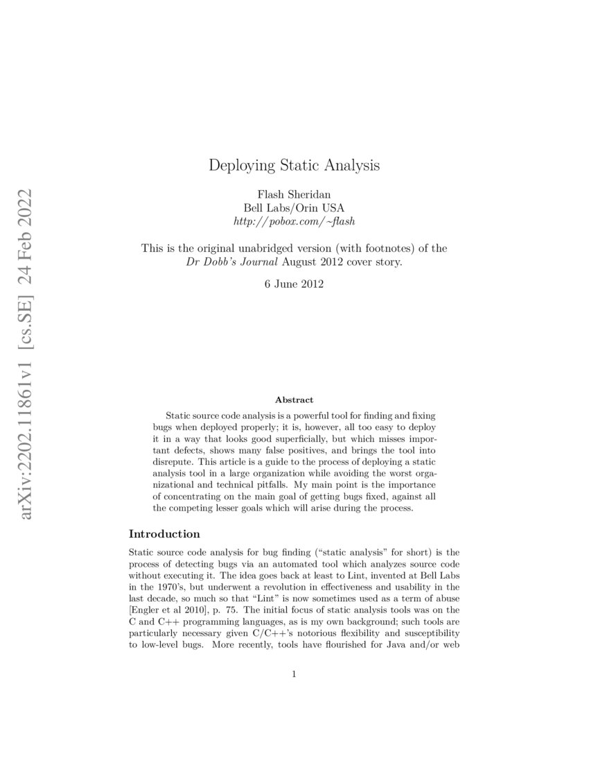 Deploying Static Analysis Deepai Deploying Static Analysis Deepai