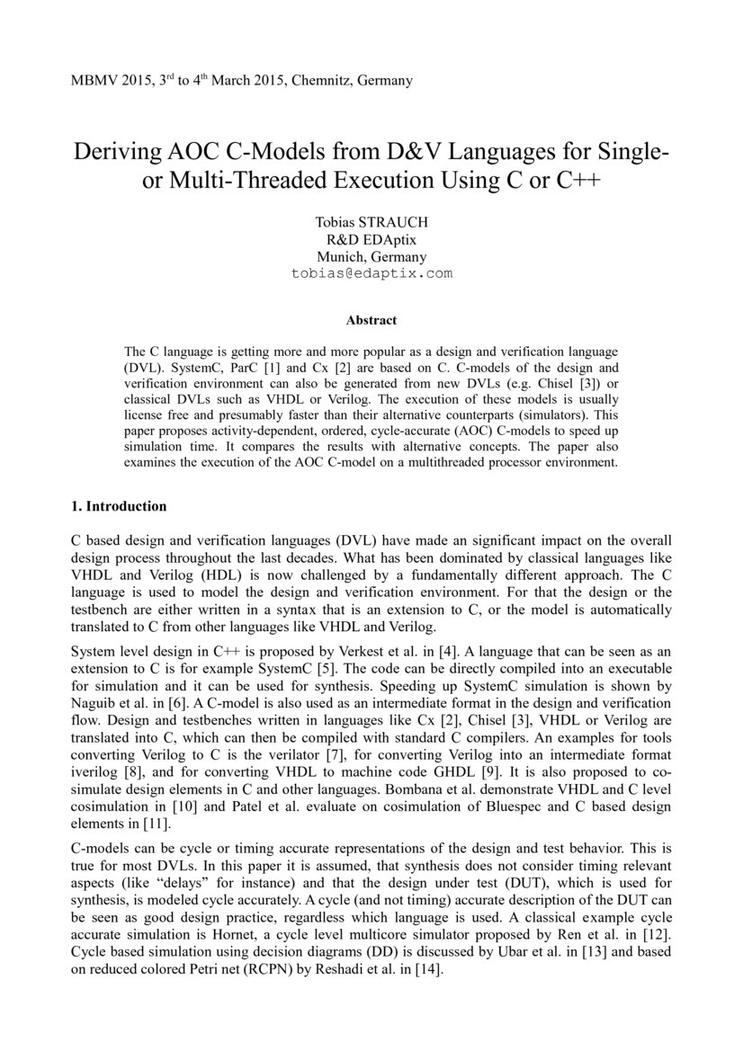 Deriving AOC CModels from D V Languages for Single or MultiThreaded