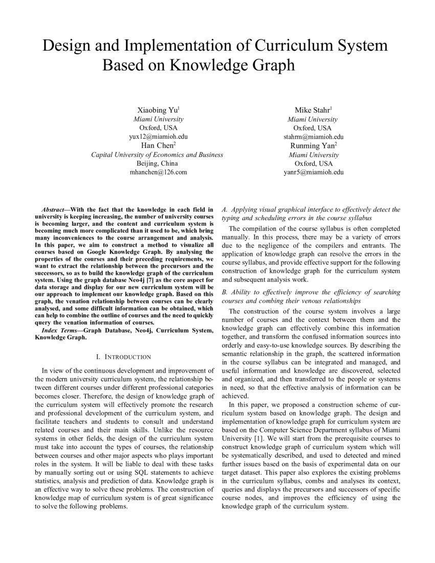 Design and Implementation of Curriculum System Based on Knowledge Graph ...