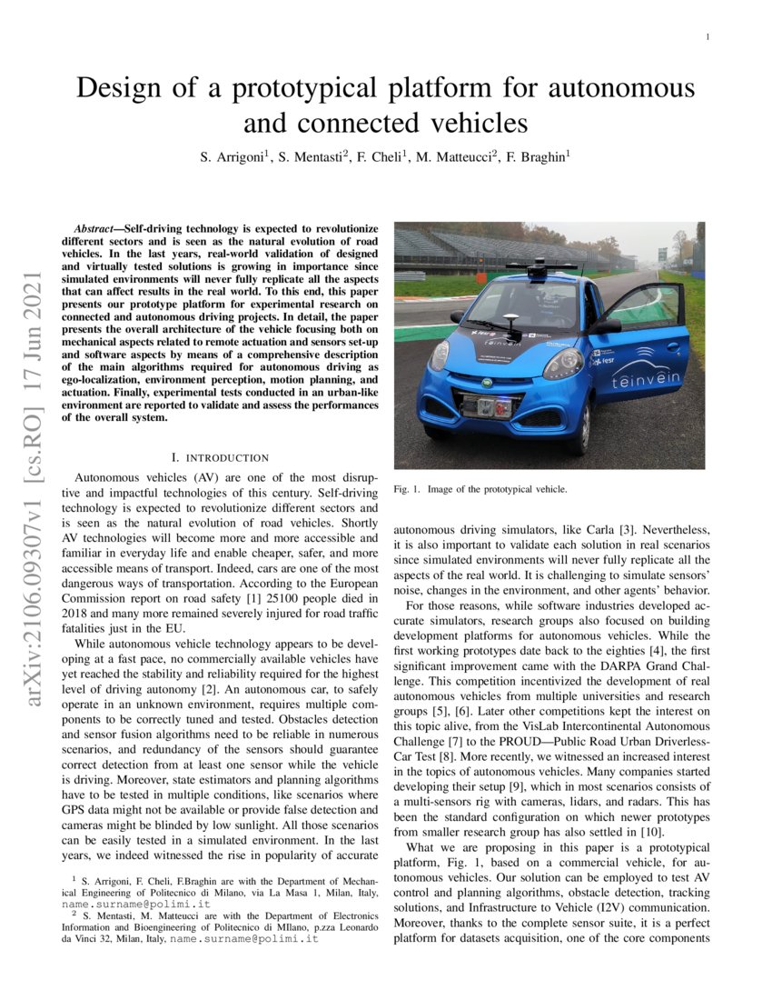 Design of a prototypical platform for autonomous and connected vehicles ...