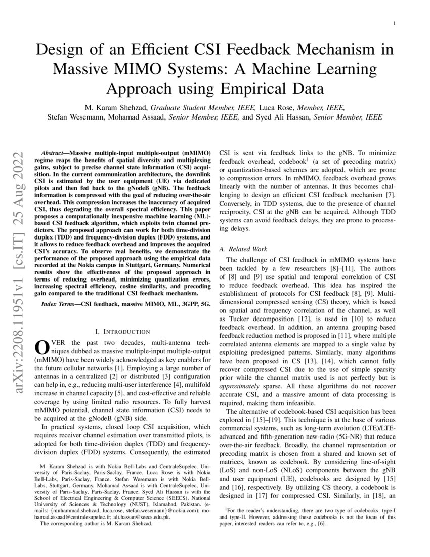 Design of an Efficient CSI Feedback Mechanism in Massive MIMO Systems