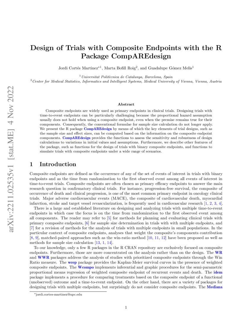 Design of Trials with Composite Endpoints with the R Package