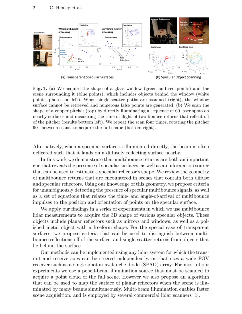 Detection and Mapping of Specular Surfaces Using Multibounce Lidar